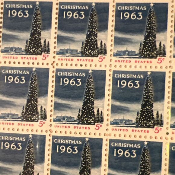 MNH 1963 Christmas Tree and the White House Sheet of 100 5c Stamps Scott #1240 - Picture 1 of 2
